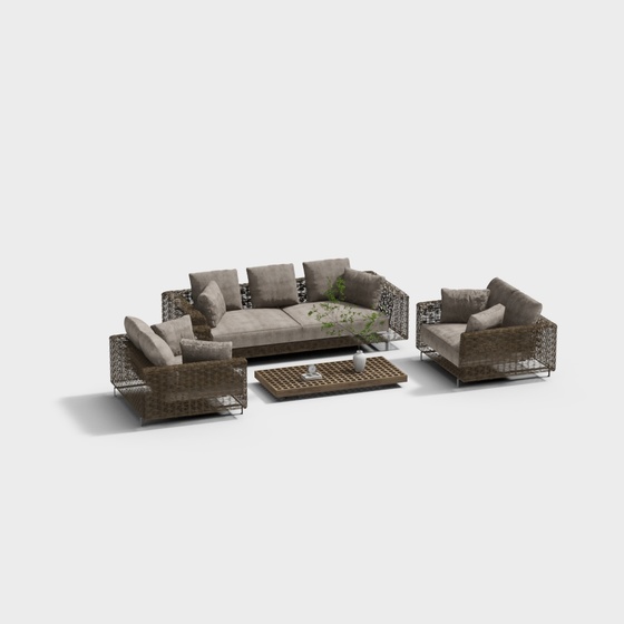 Outdoor rattan sofa set