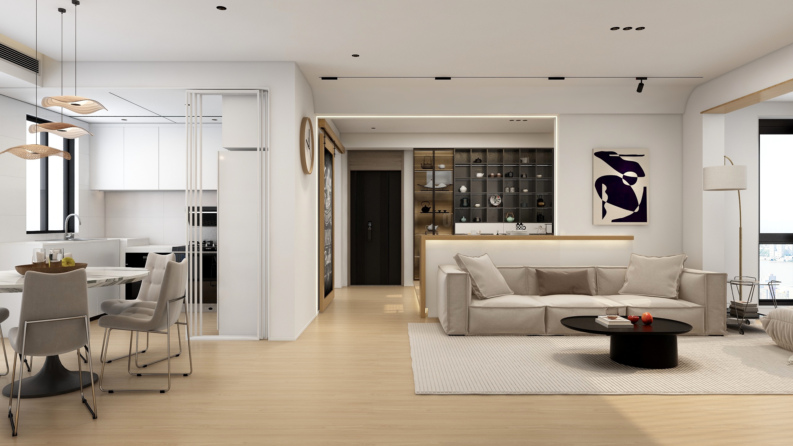 张煜强煜境设计-敏捷127平米原木现代装修效果图