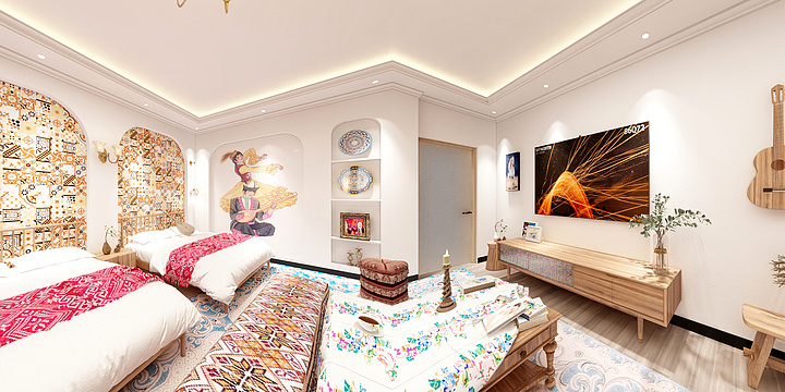 金钻全案设计-公主郡民宿七个套间-装修设计方案