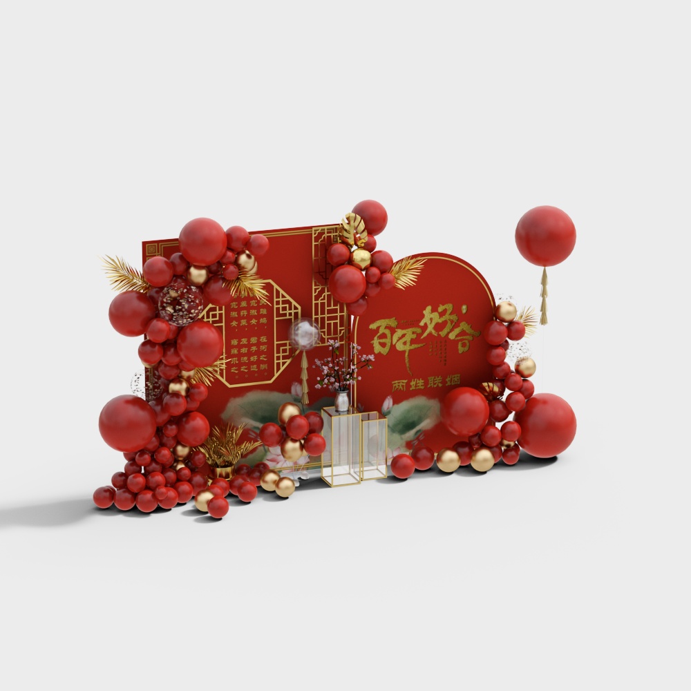 户外中式婚礼红色背景