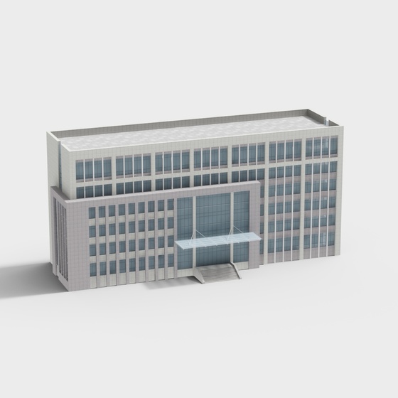 Modern Office Building 3D Model in Gray