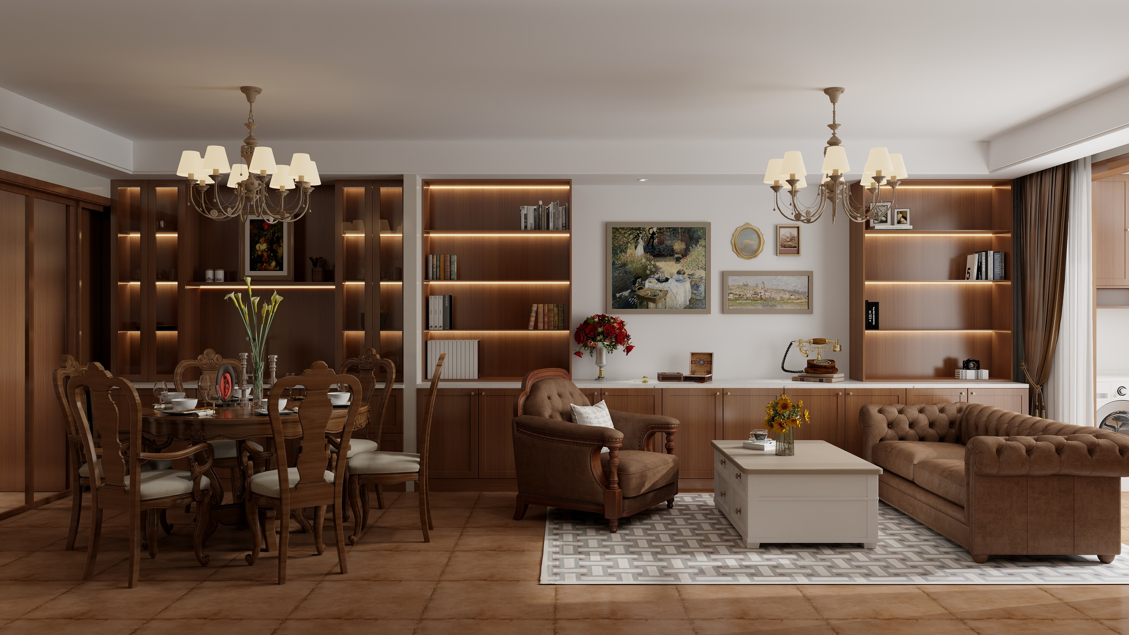 常科-美式127㎡3室装修效果图