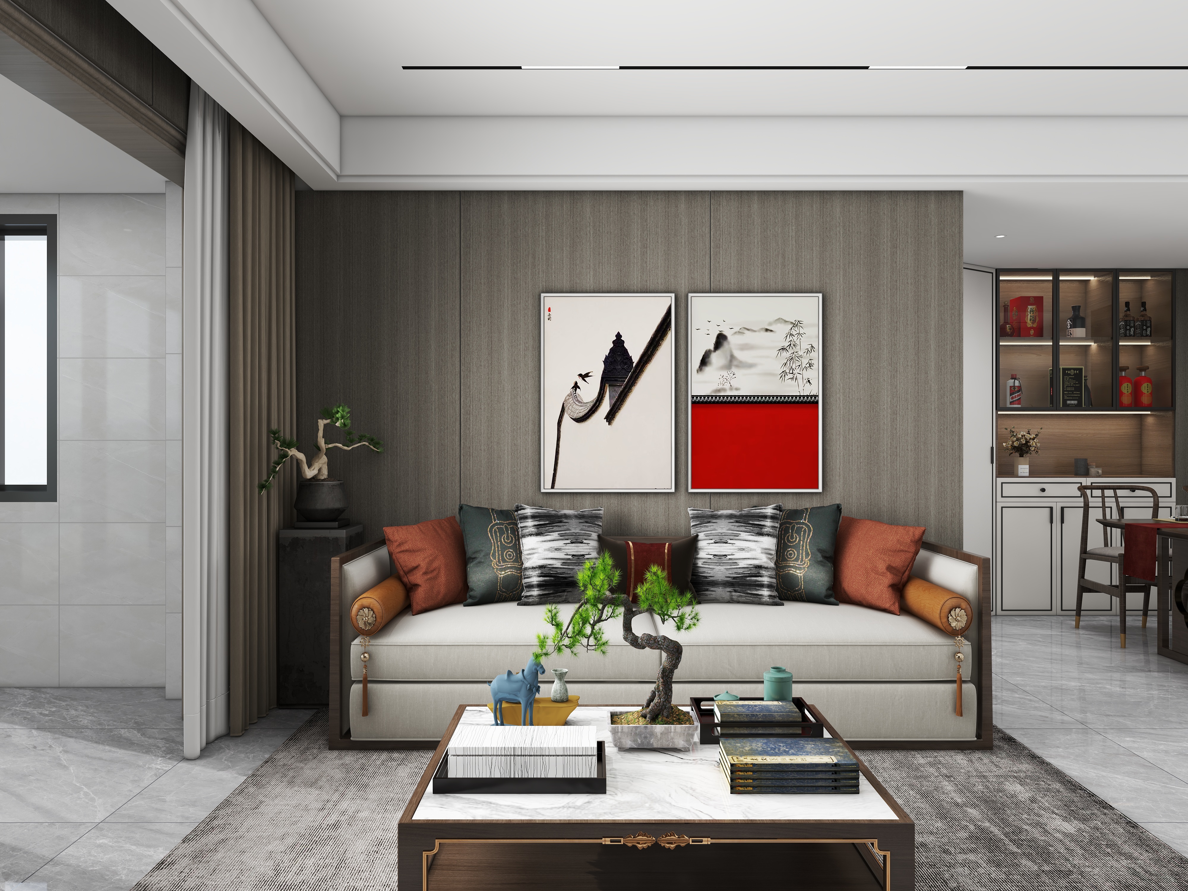 徐景棋-新中式118㎡2室装修效果图