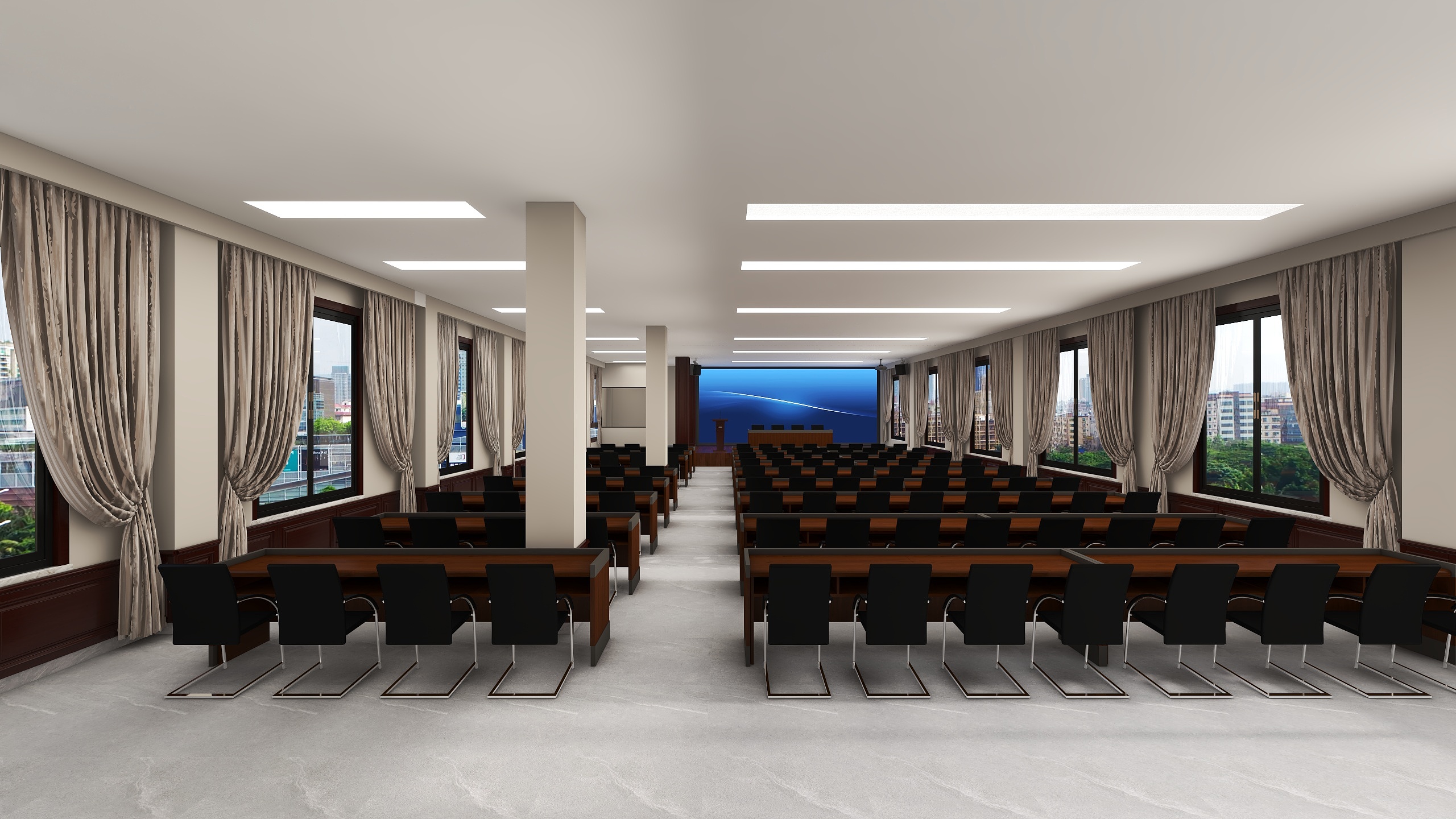 晴天效果图设计工作室-会议室-装修设计方案