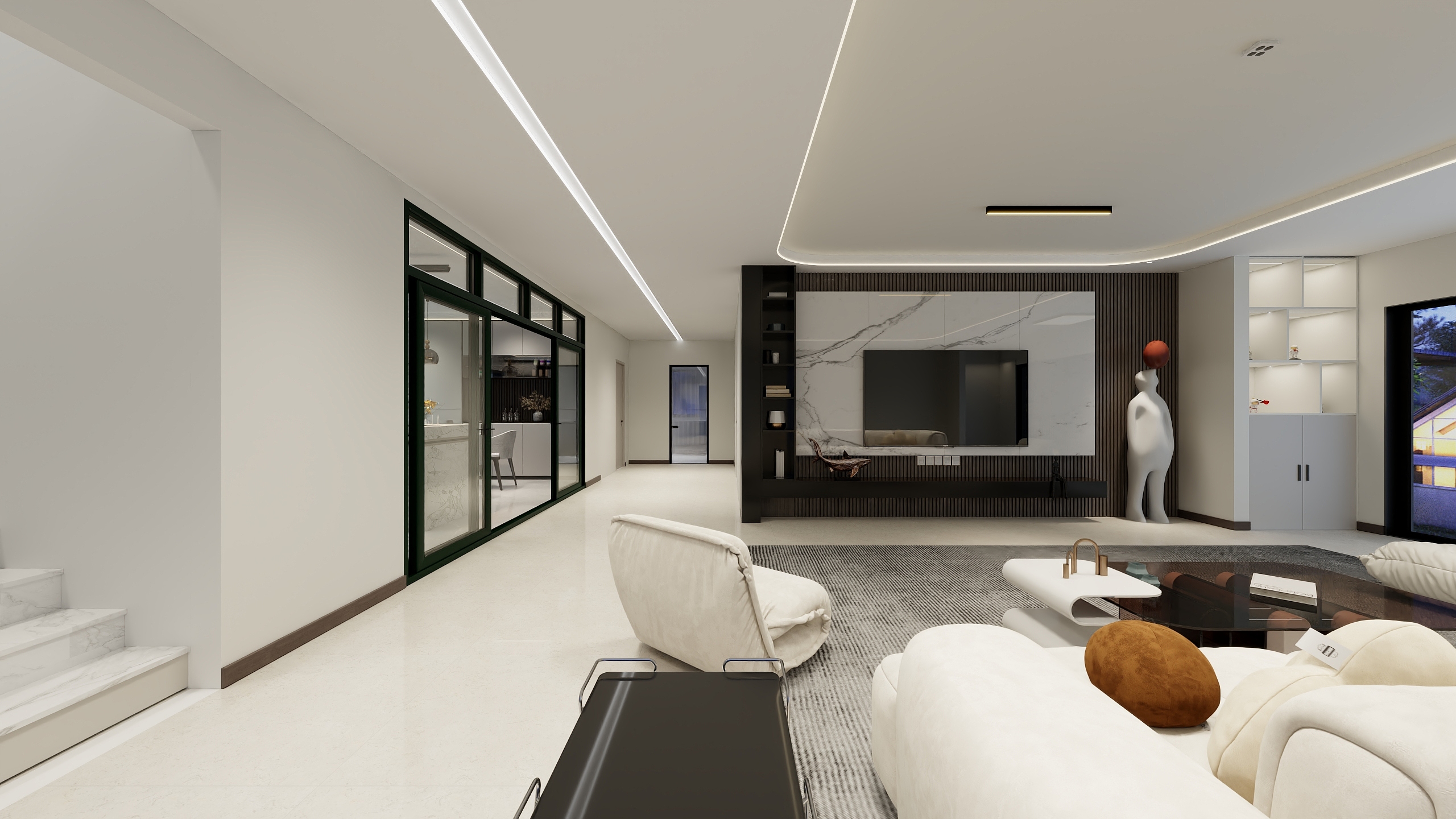 岳强nUTy-闲林山水现代简约161㎡3室装修效果图