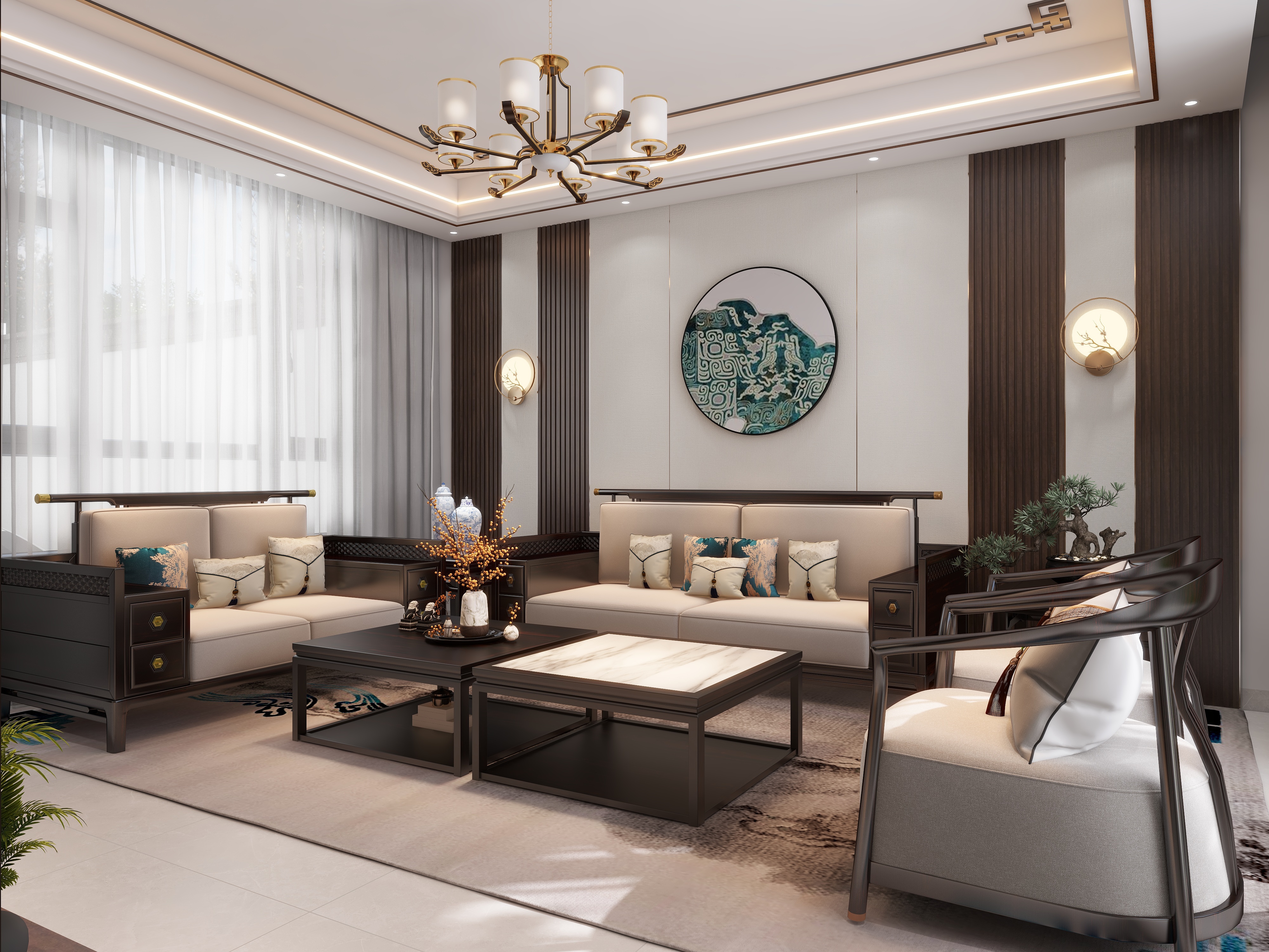 ZI室内设计工作室-220平别墅新中式-装修设计方案