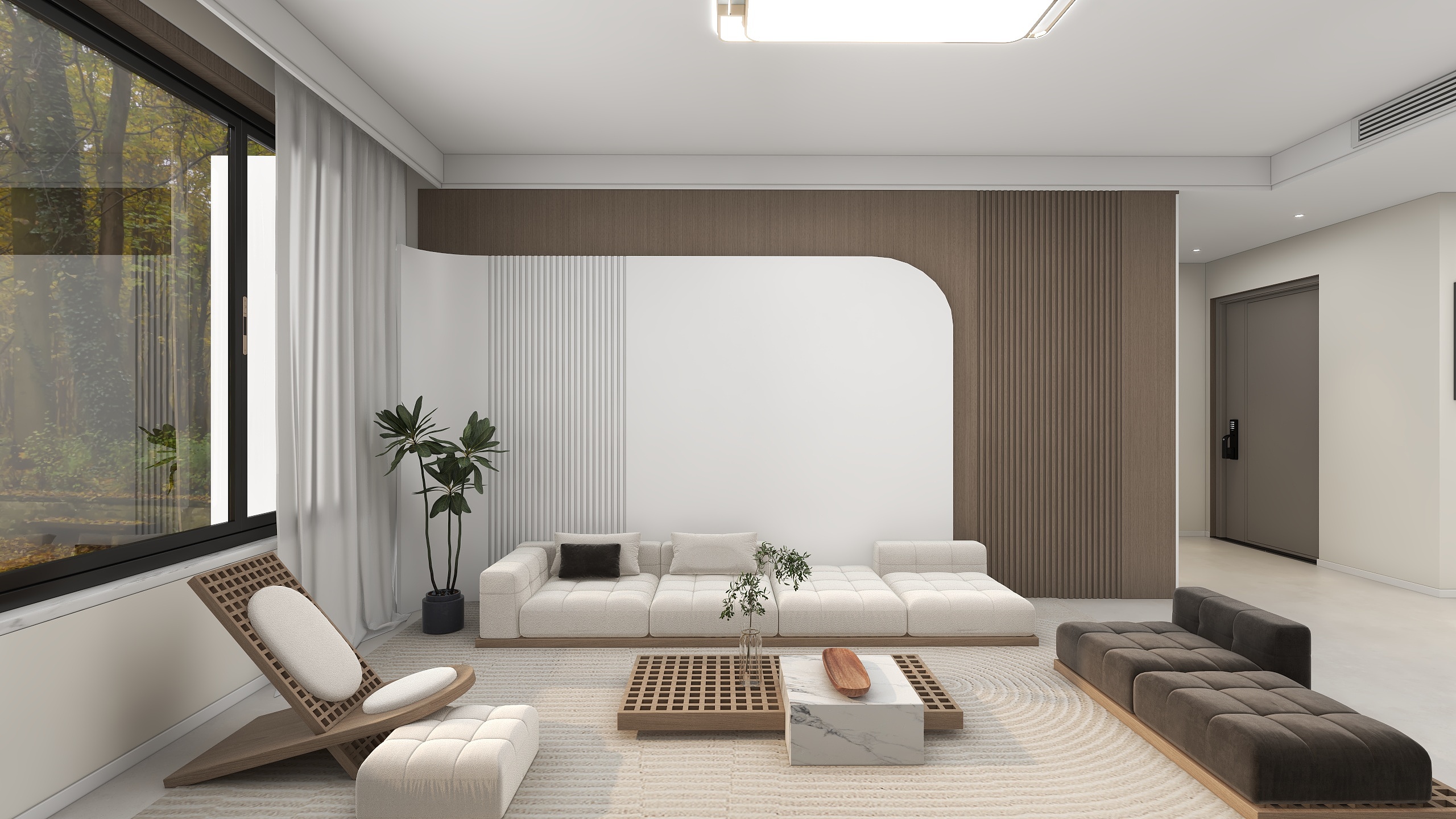 晴天效果图设计工作室-130平现代原木风-装修设计方案