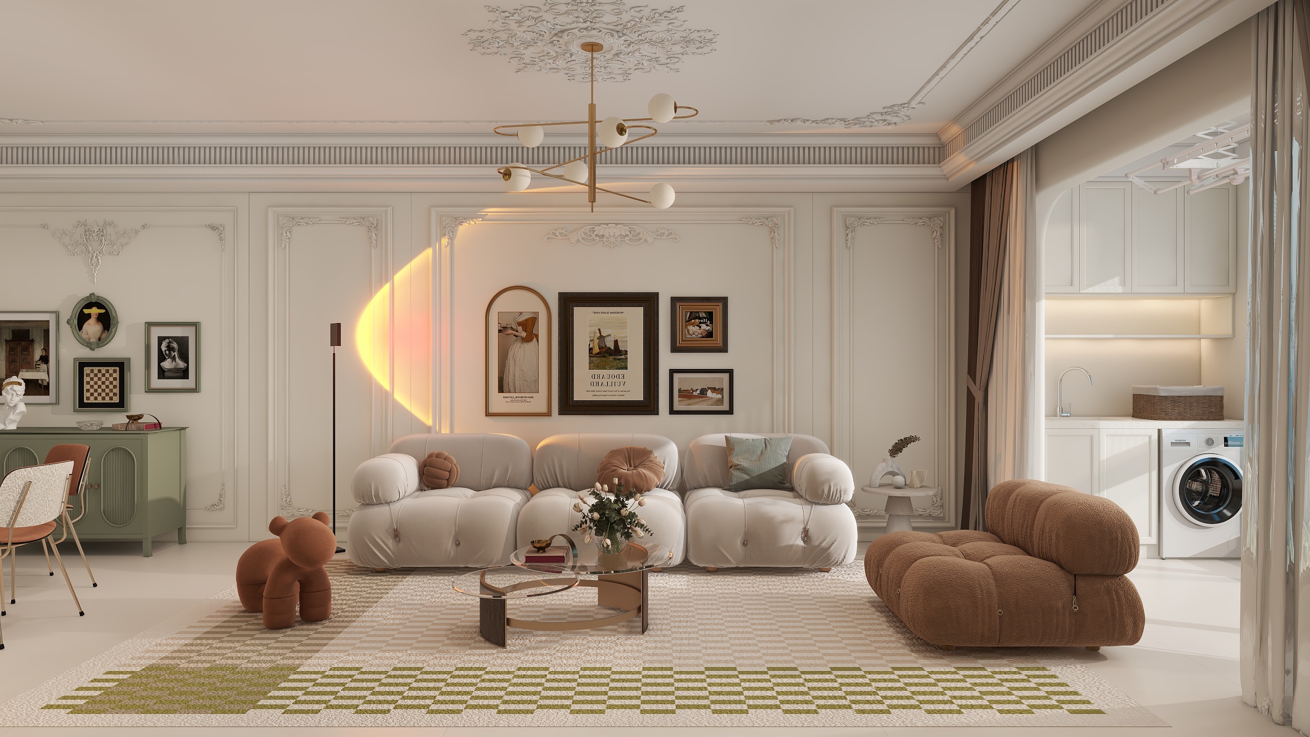 李青越-170方轻法式三居室装修效果图