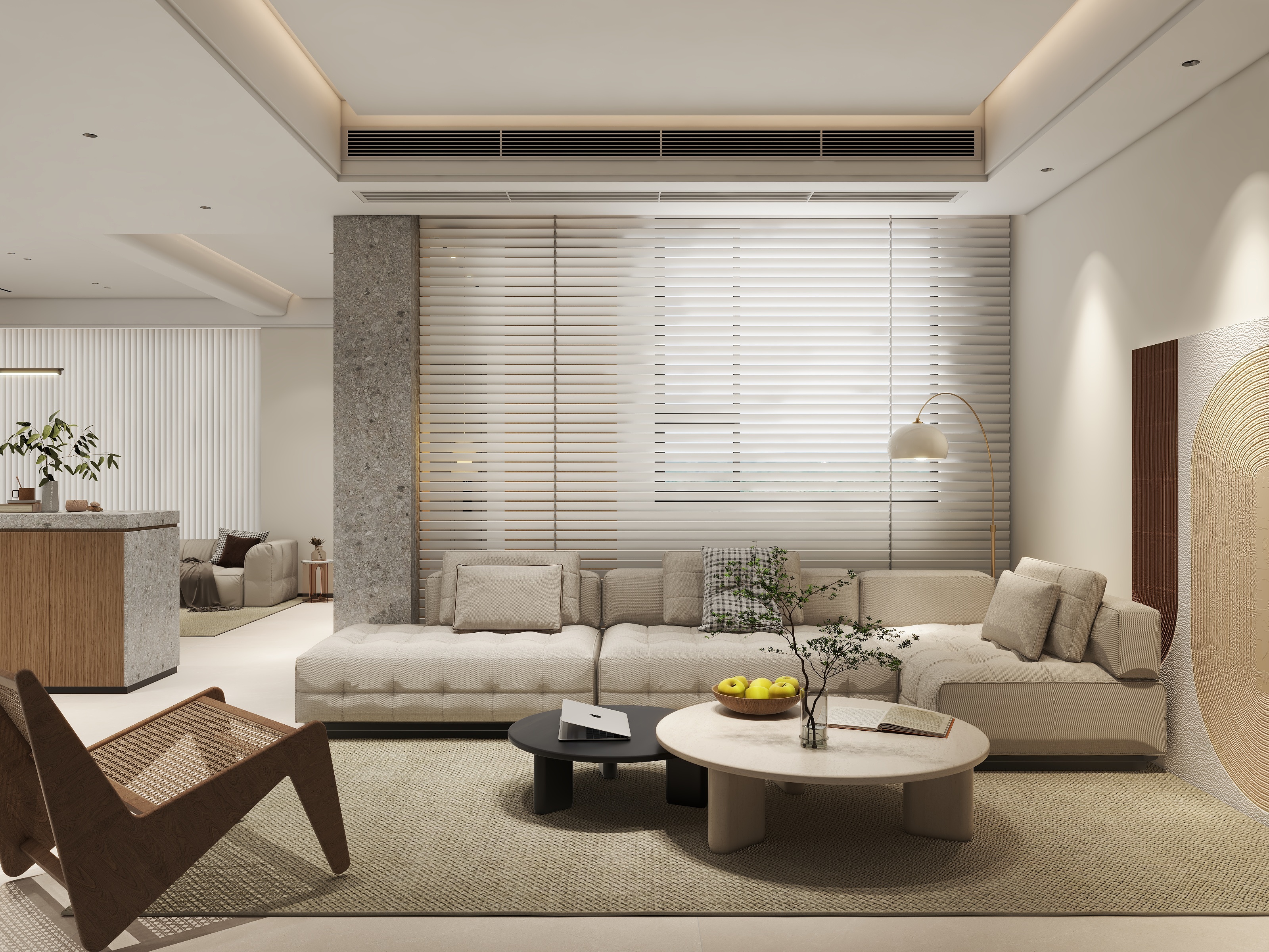 蒋祥如-89㎡1居原木奶油风-装修设计方案