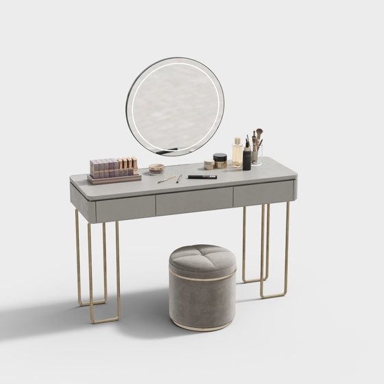 Single round mirror dressing table