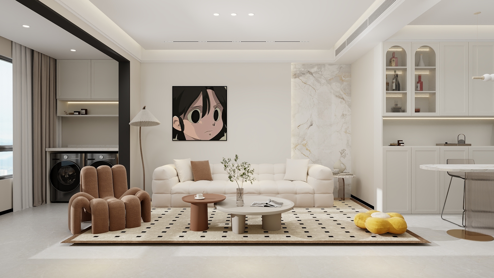 李青越-130方现代简约风格三居室装修效果图