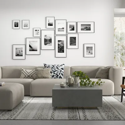 Modern White-Gray Living Room with Minimalist Decor