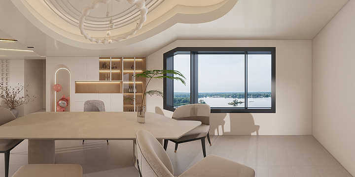 淘之夭夭-奶油风客餐厅-副本-装修设计方案