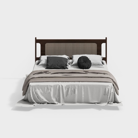 Wabi-sabi style double bed