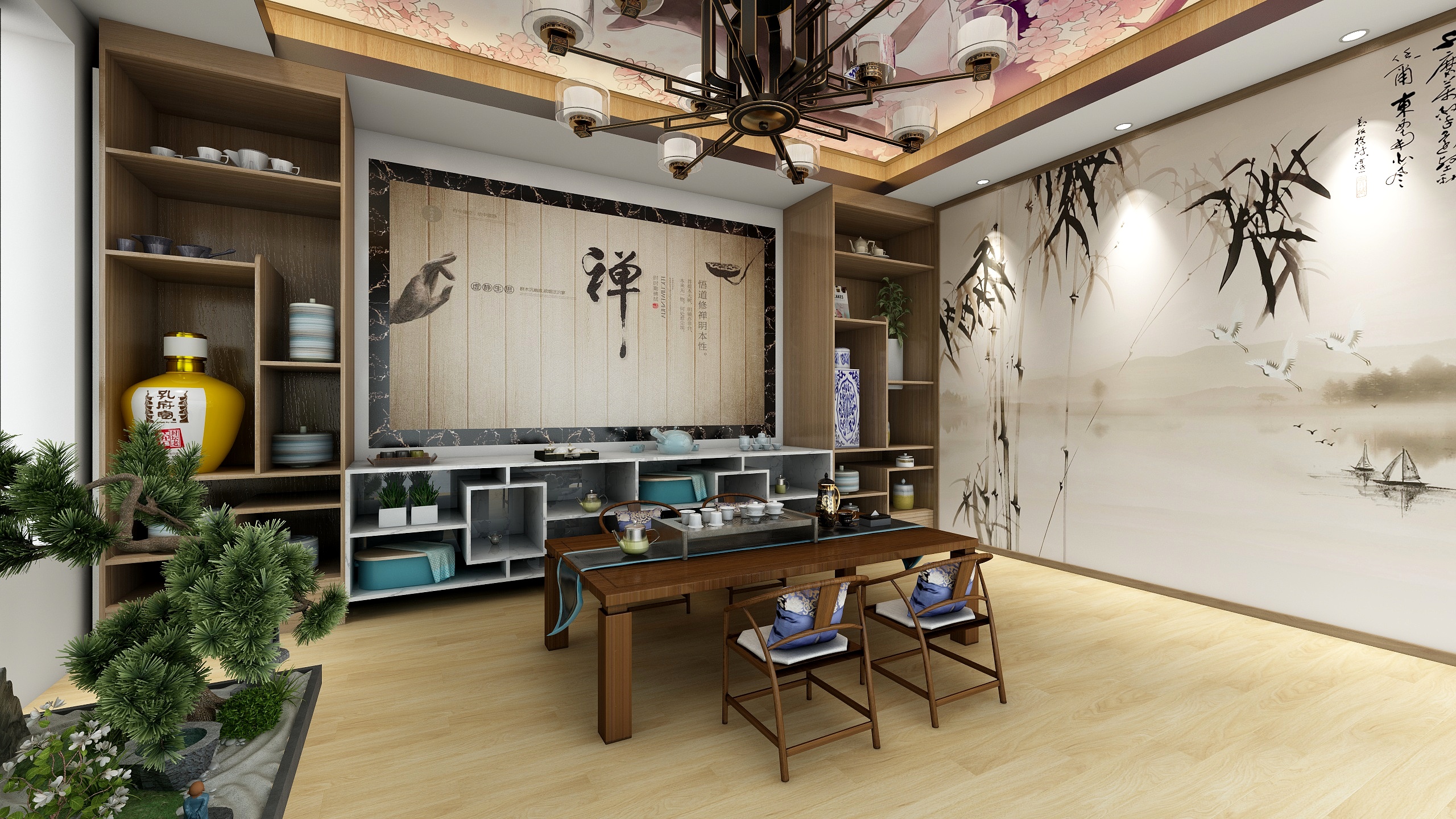 夕阳无限YvUd-新中式茶室-装修设计方案
