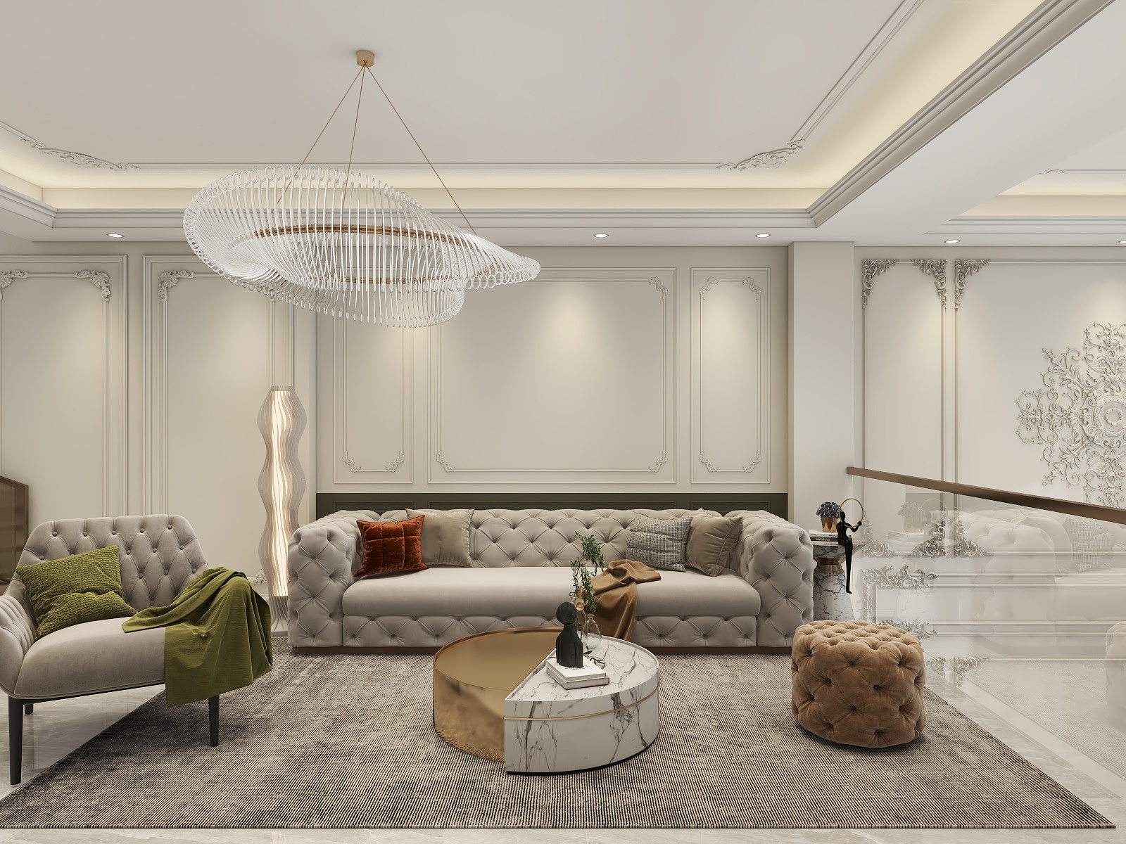 吴爽-法式轻奢五层复试设计装修效果图