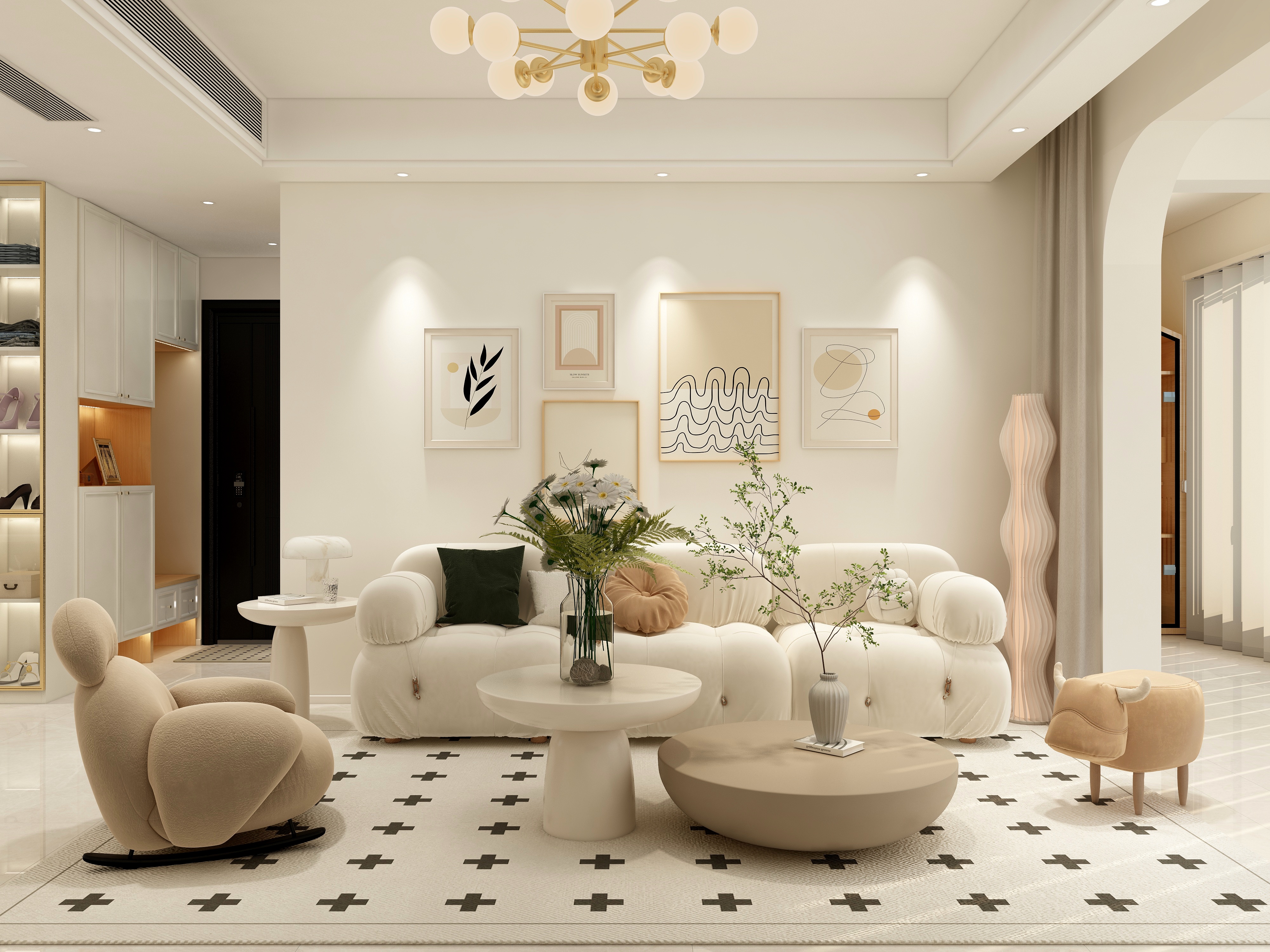 李佳洋-滨江学府奶油风装修效果图