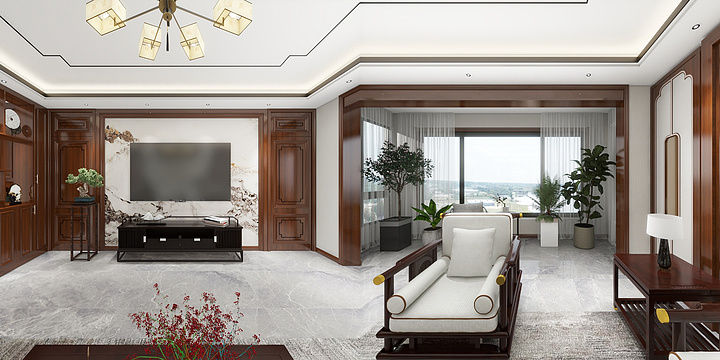 雅效设计工作室-漓水名都中式-装修设计方案