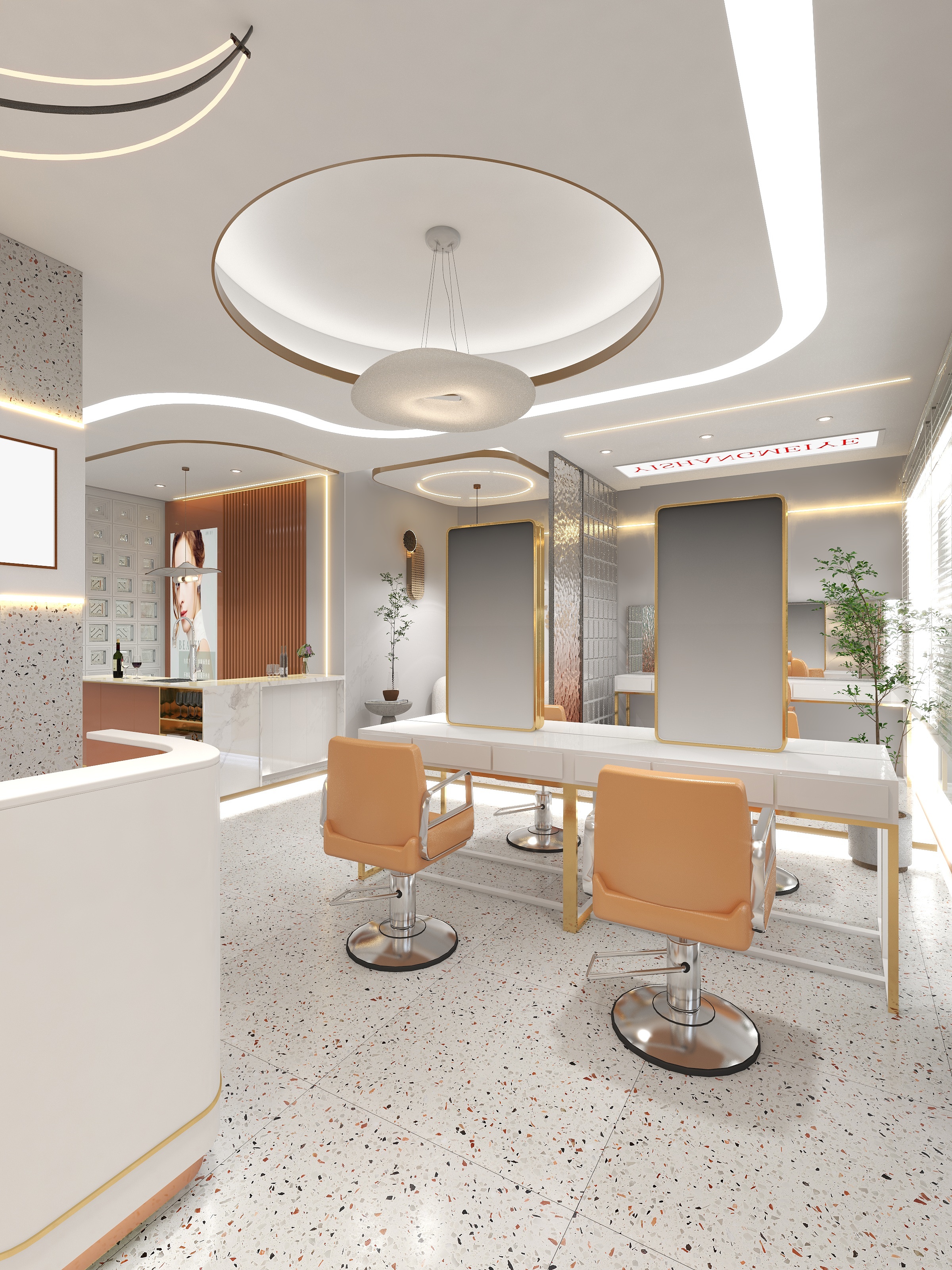 若朴设计-轻奢风理发店-装修设计方案