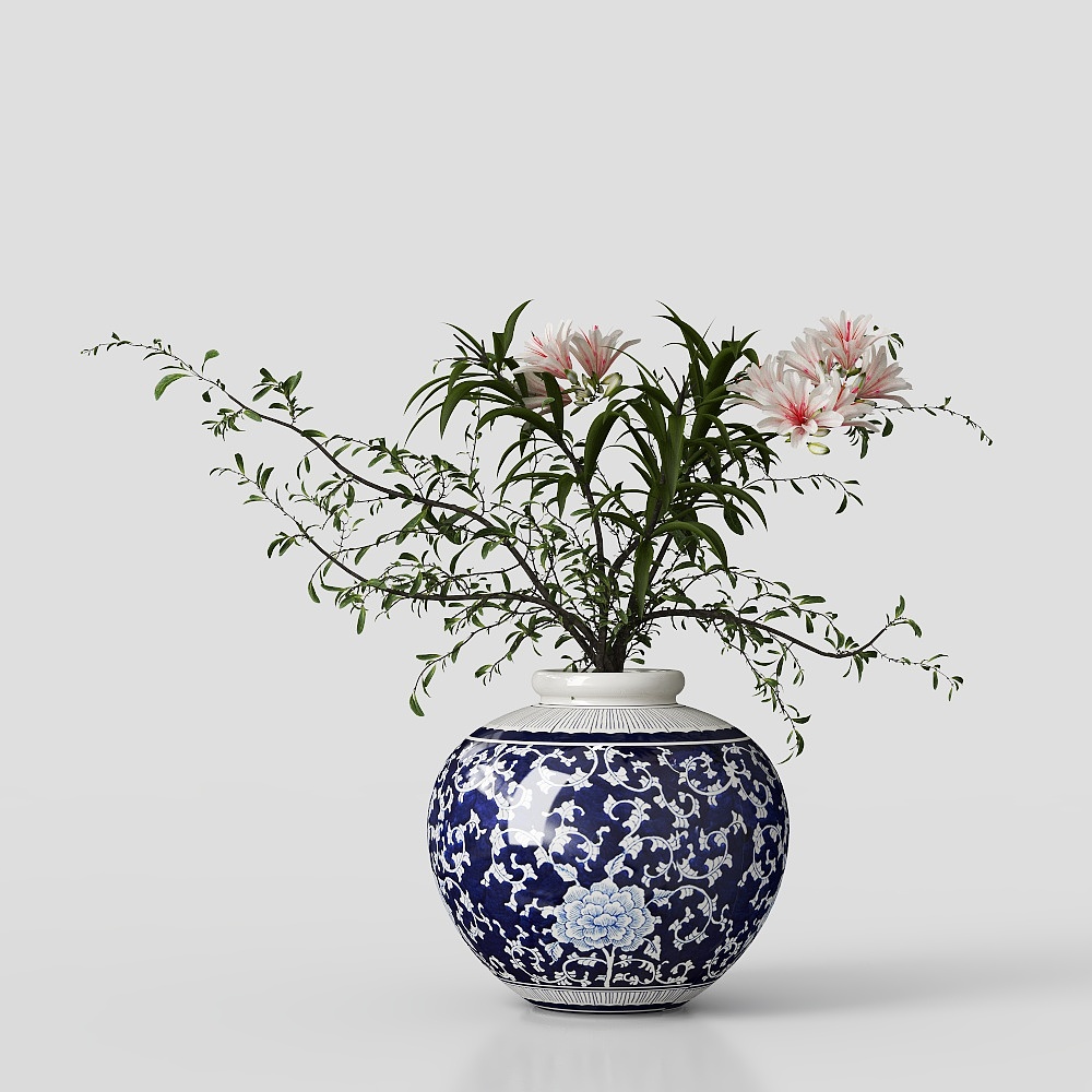 中式插花花艺陶瓷花瓶摆件
