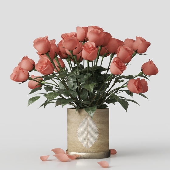 Modern simple rose flower arrangement vase home decoration