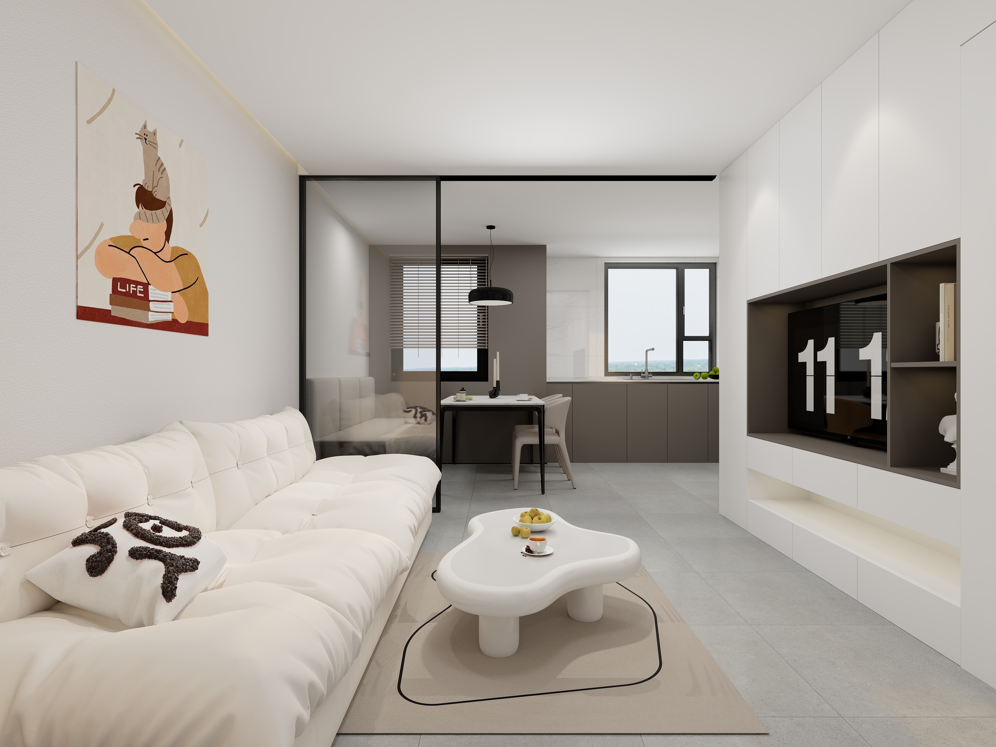 猴哥小天-百子湾家园100㎡3室装修效果图