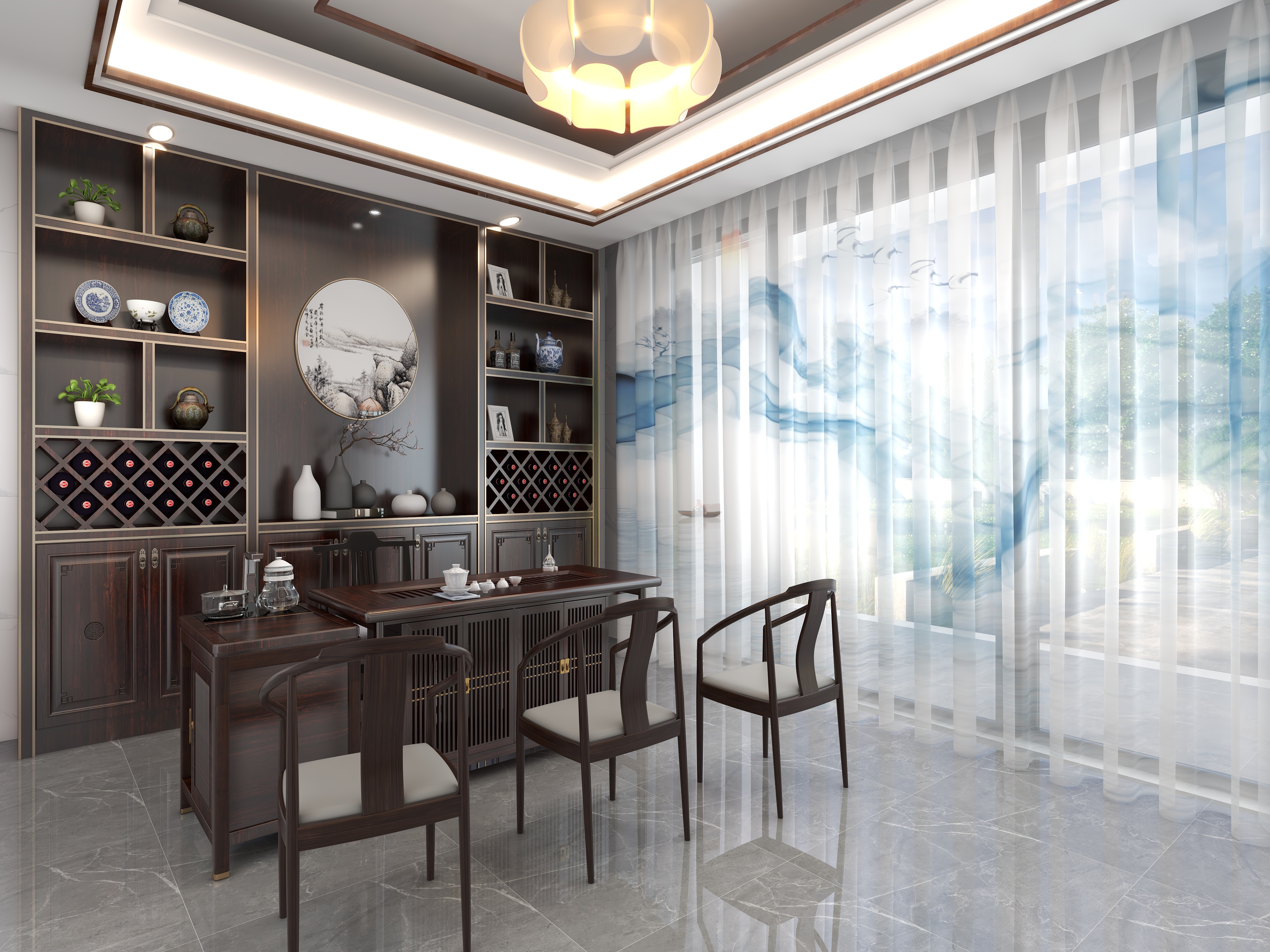 广西北海市好运连窗帘店-茶室-装修设计方案