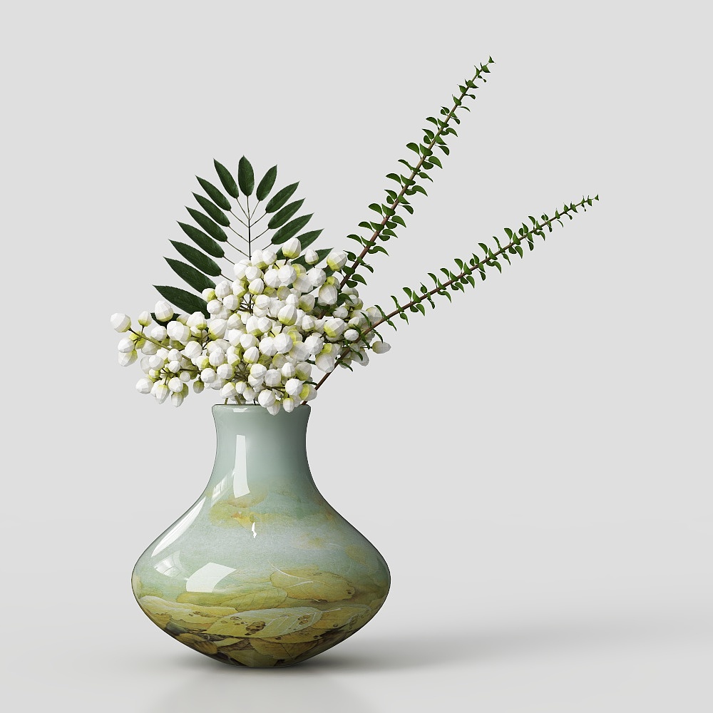 中式陶瓷花瓶插花摆件