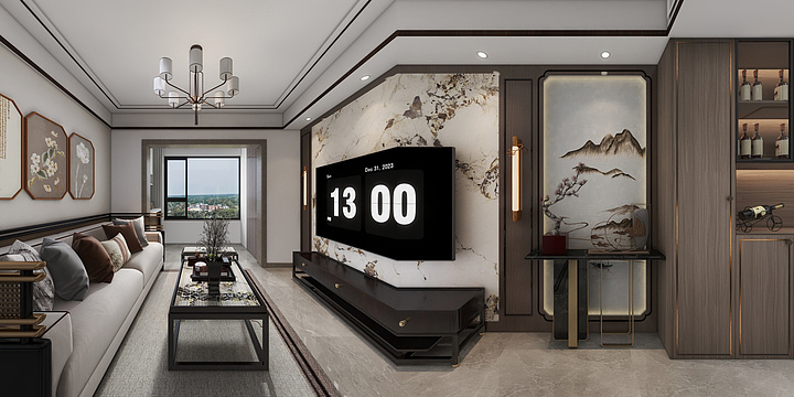 设计师杨阔-梦馨苑90新中式2-装修设计方案