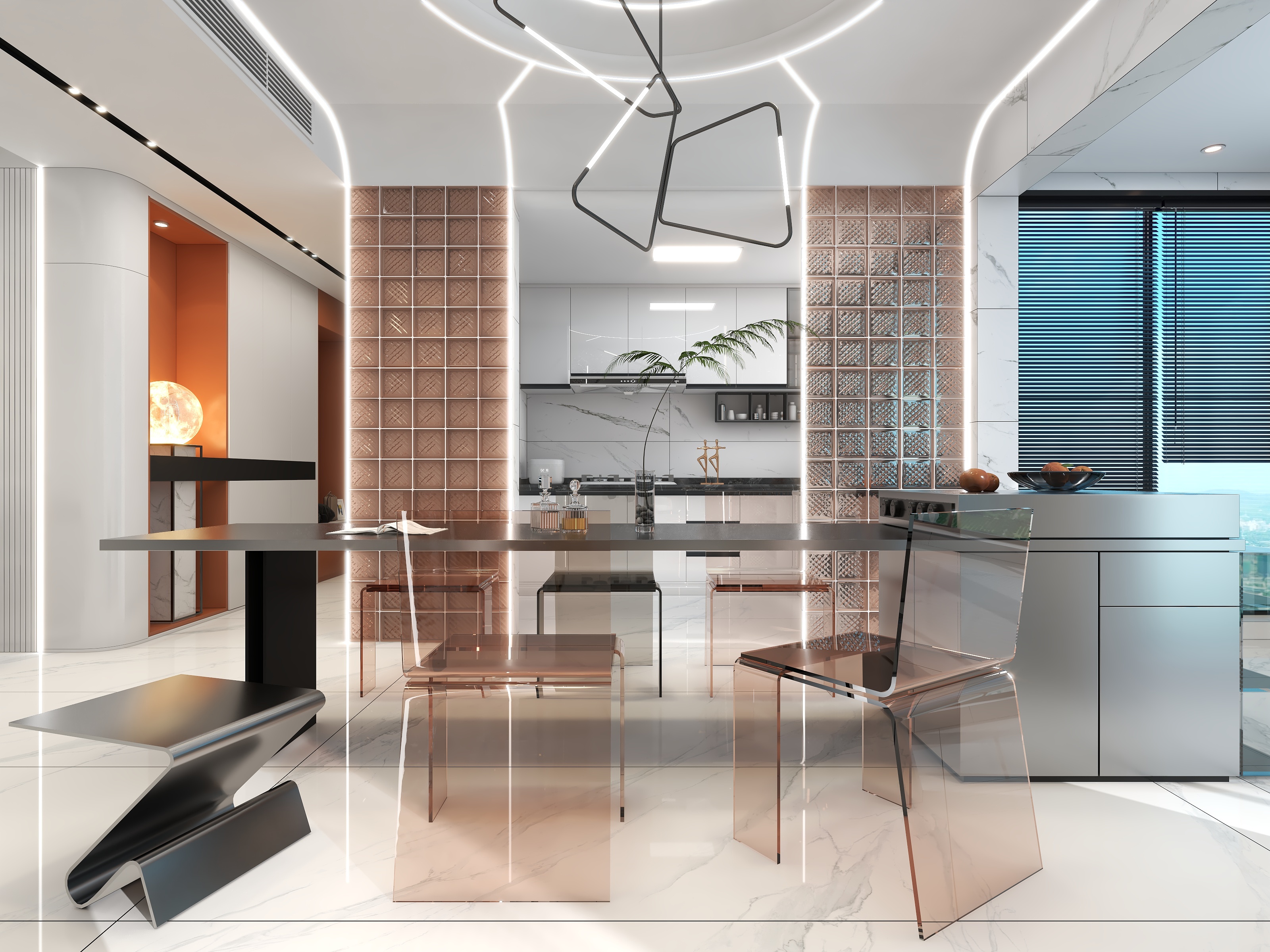 设计师邓杰-天玺壹号135㎡简约黑白灰-装修设计方案