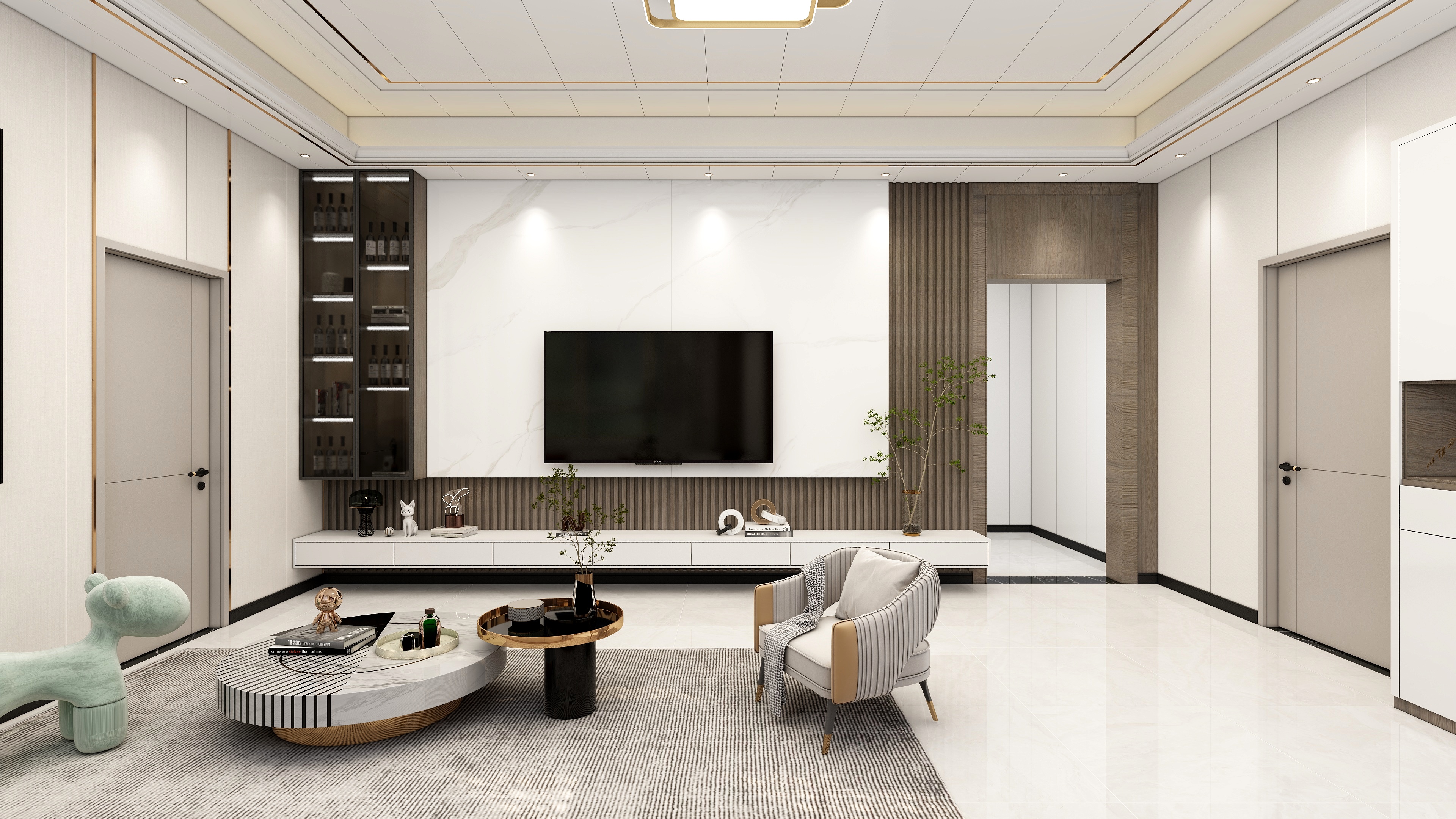 设计丨张超杰-淮阳自建房现代风格1F装修效果图