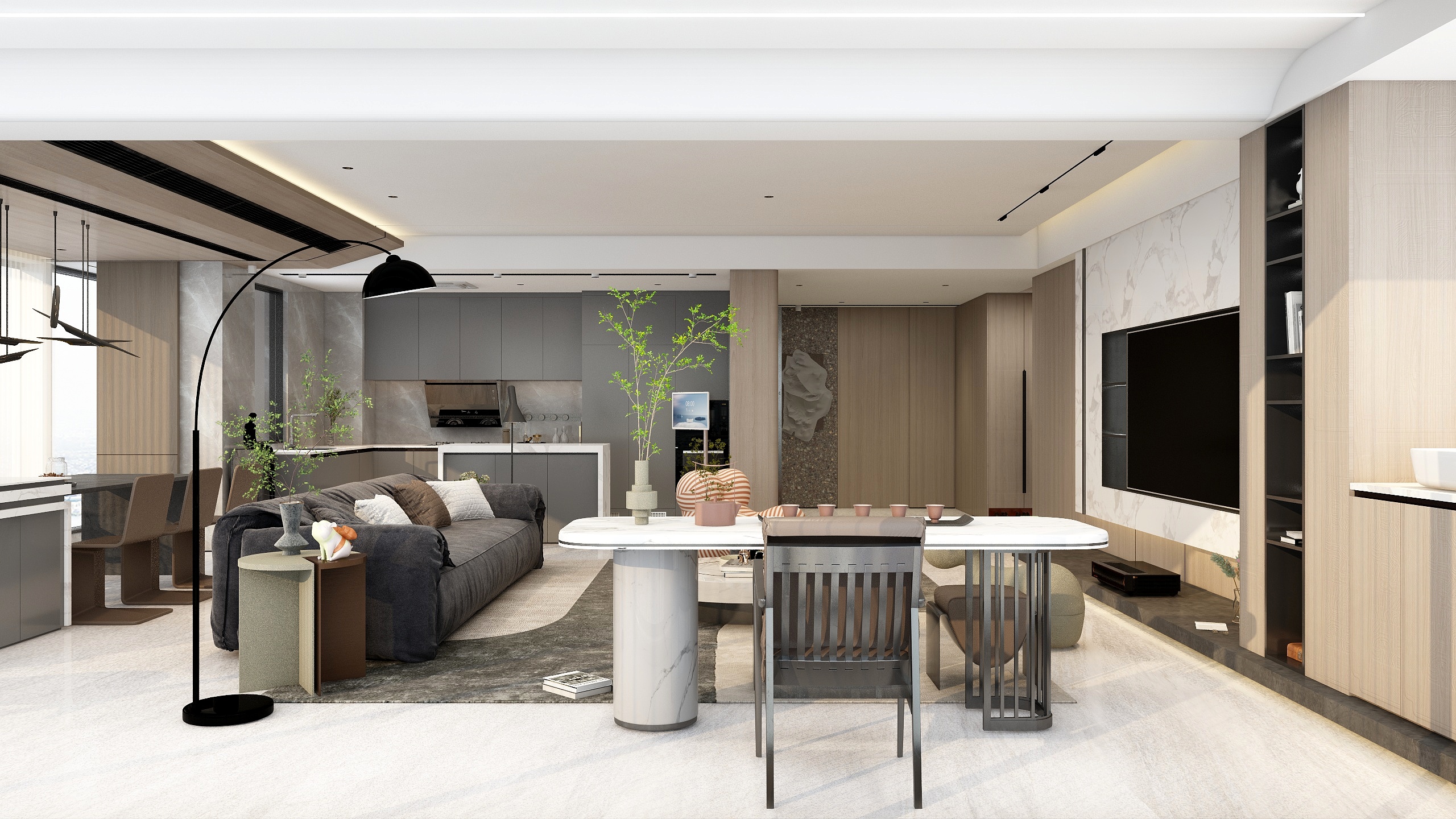 张煜强煜境设计-204平米现代时尚四房大平层装修效果图