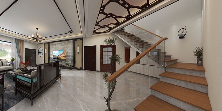 张亚琴设计-贵德别墅  新中式项目-装修设计方案