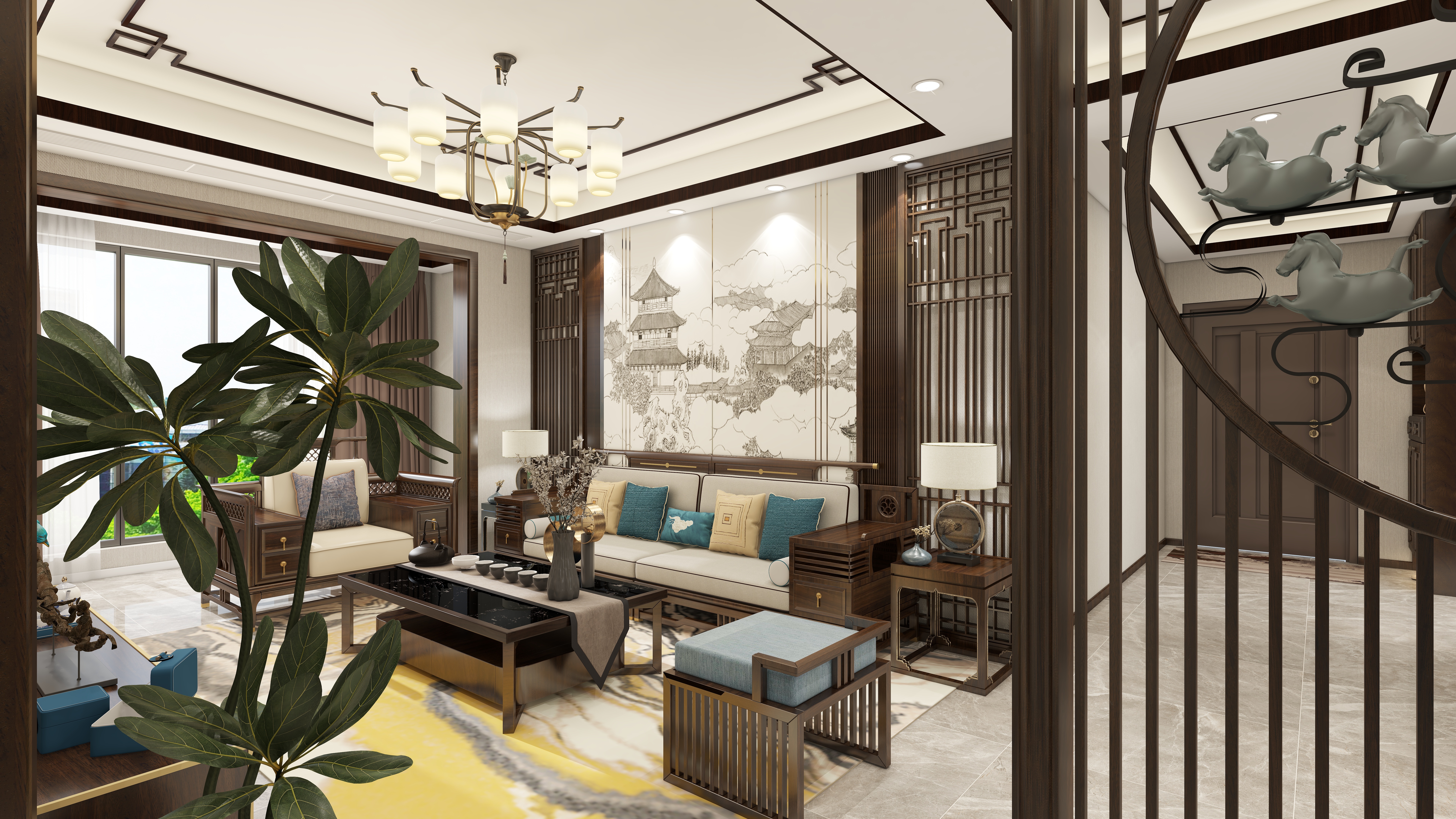 恒泰装饰公司-锦绣茗筑一新中式-装修设计方案