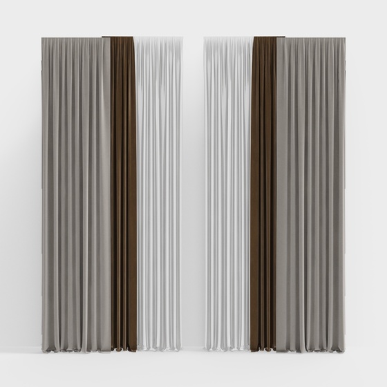 Modern Curtain 3D Model in Gray