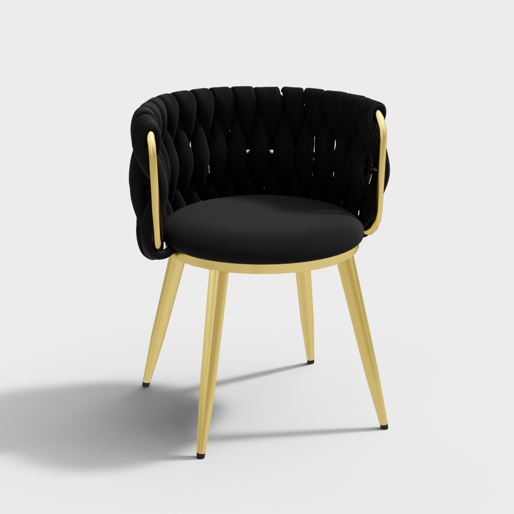 Silla de comedor Swave Nordic negra con respaldo de barril, silla decorativa redonda con tapicería de terciopelo