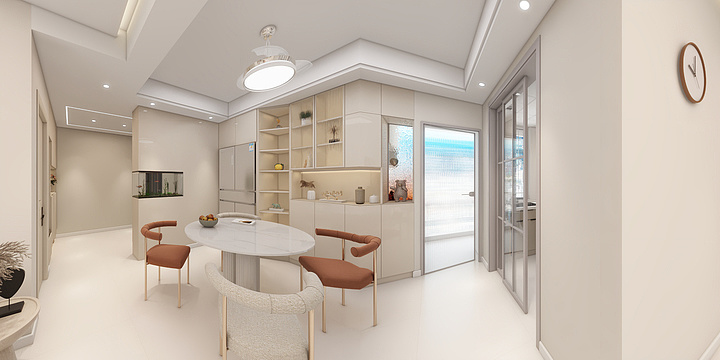 建筑装饰设计--润达国际新城4房-木纹砖-装修设计方案