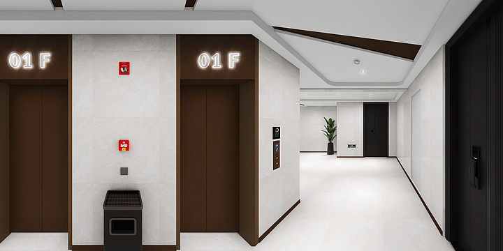 SnowWolfDesign-泉民华府电梯前室-装修设计方案