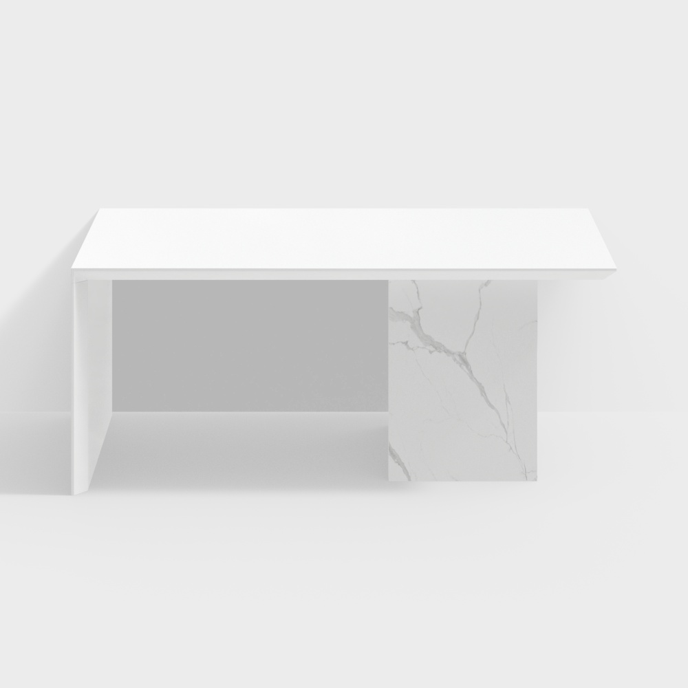 70.9" Modern Wooden Desk White Home Office Desk with Filing Cabinet
