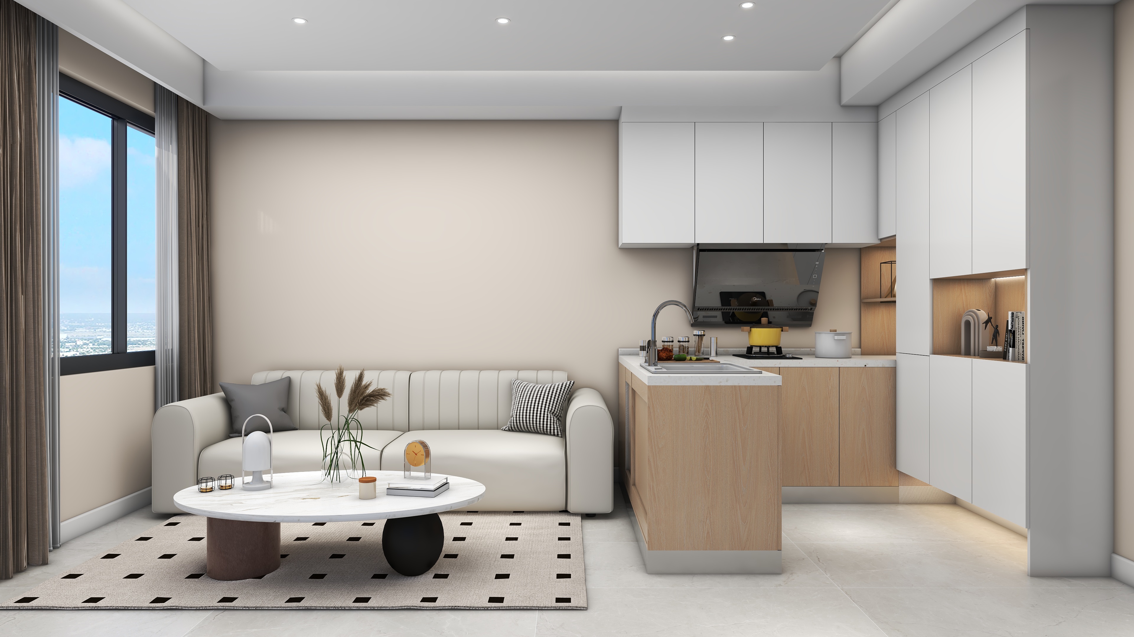 星空设计工作室design-77㎡现代原木风三居室装修效果图