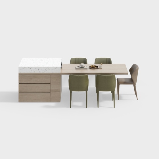 Modern island dining table and chair set