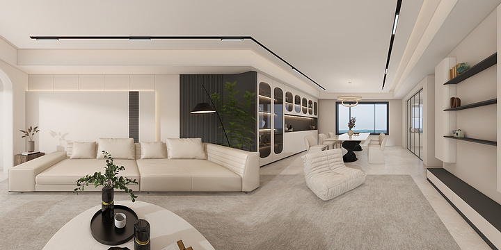 乐屋装饰.-奶油风客餐厅-装修设计方案