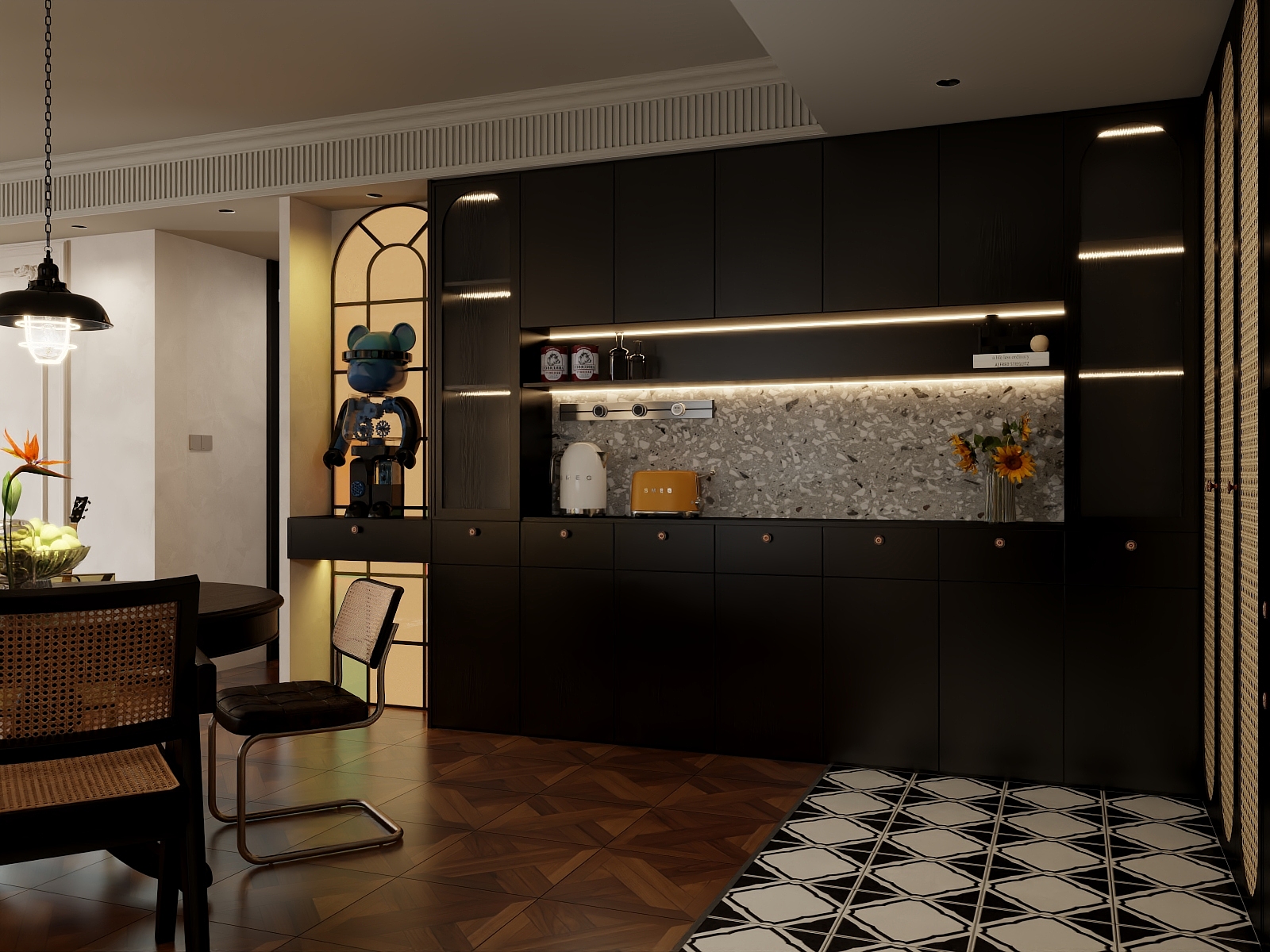 全屋定制全案设计师-中古客厅-装修设计方案