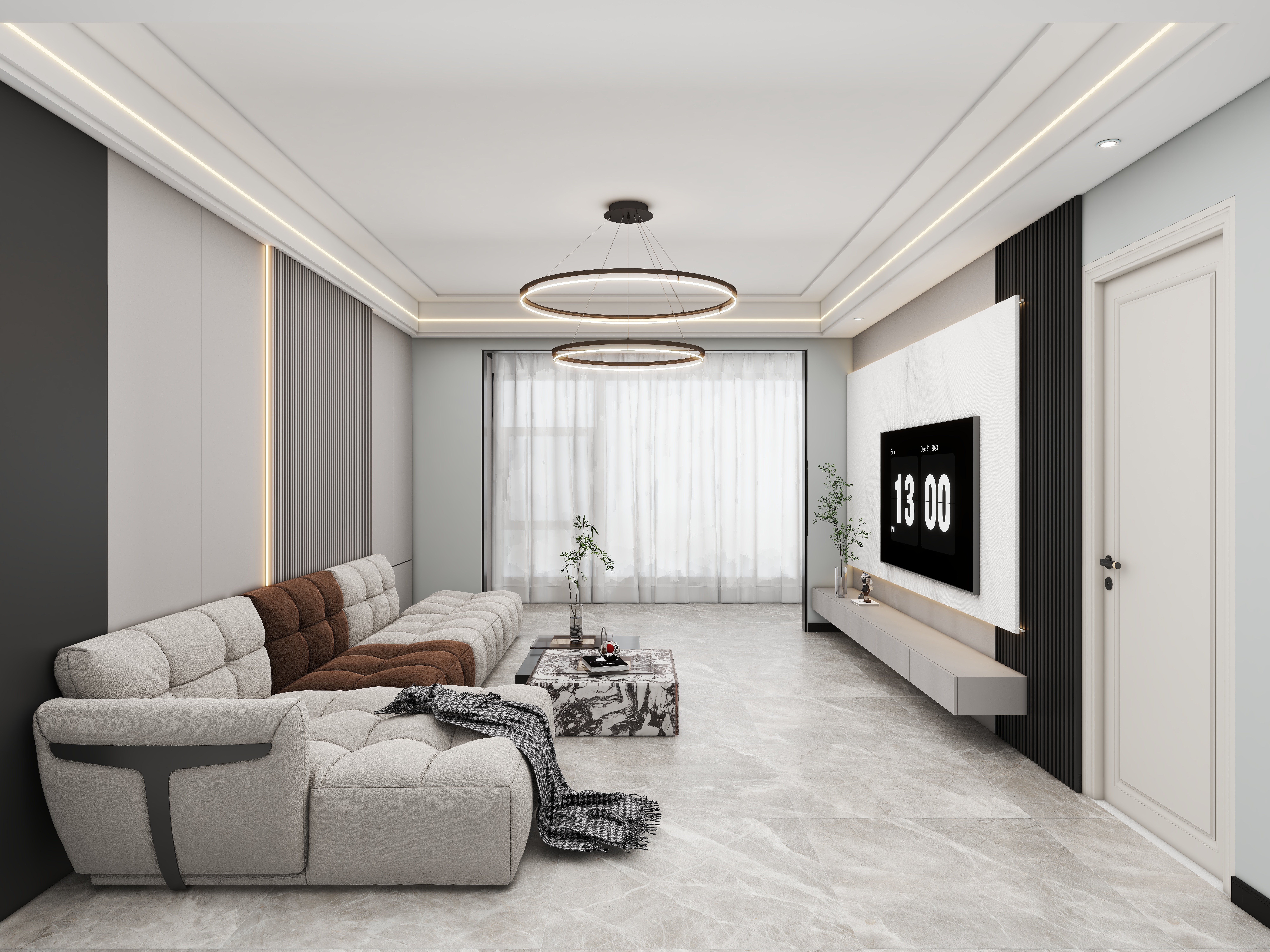 壹诺设计工作室-129㎡3室-现代简约装修效果图