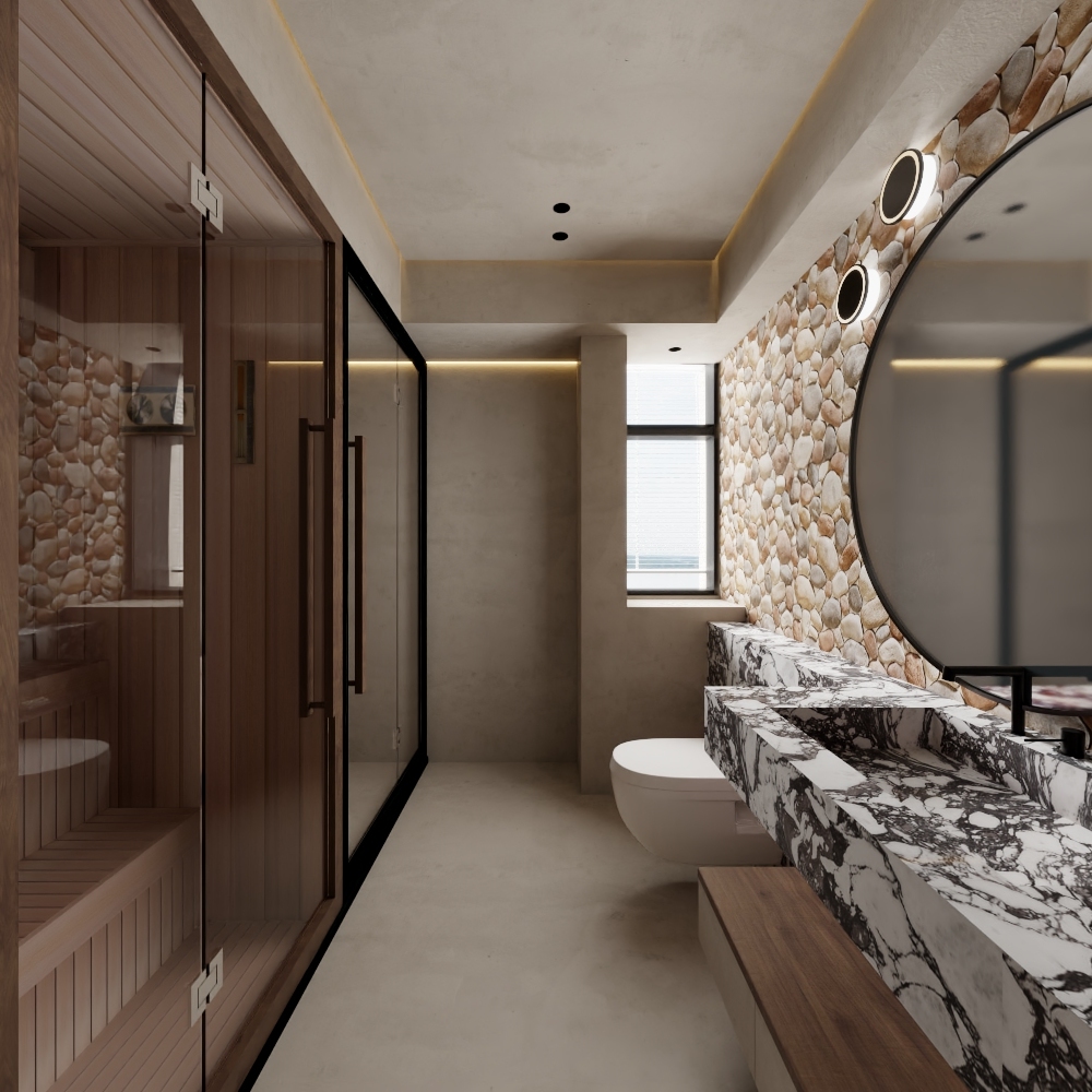 骑摩托的装修仔-贵安：置悦城贵安馨苑：215㎡：《物哀》一层主卫装修效果图第5张