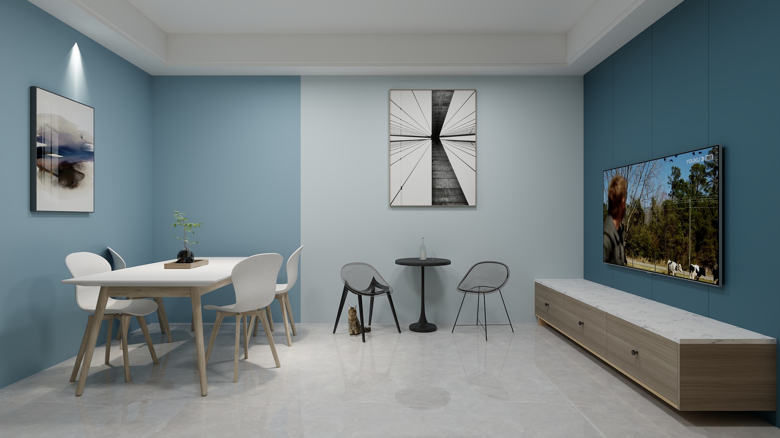 W_王东强-54㎡一居室混搭装修效果图