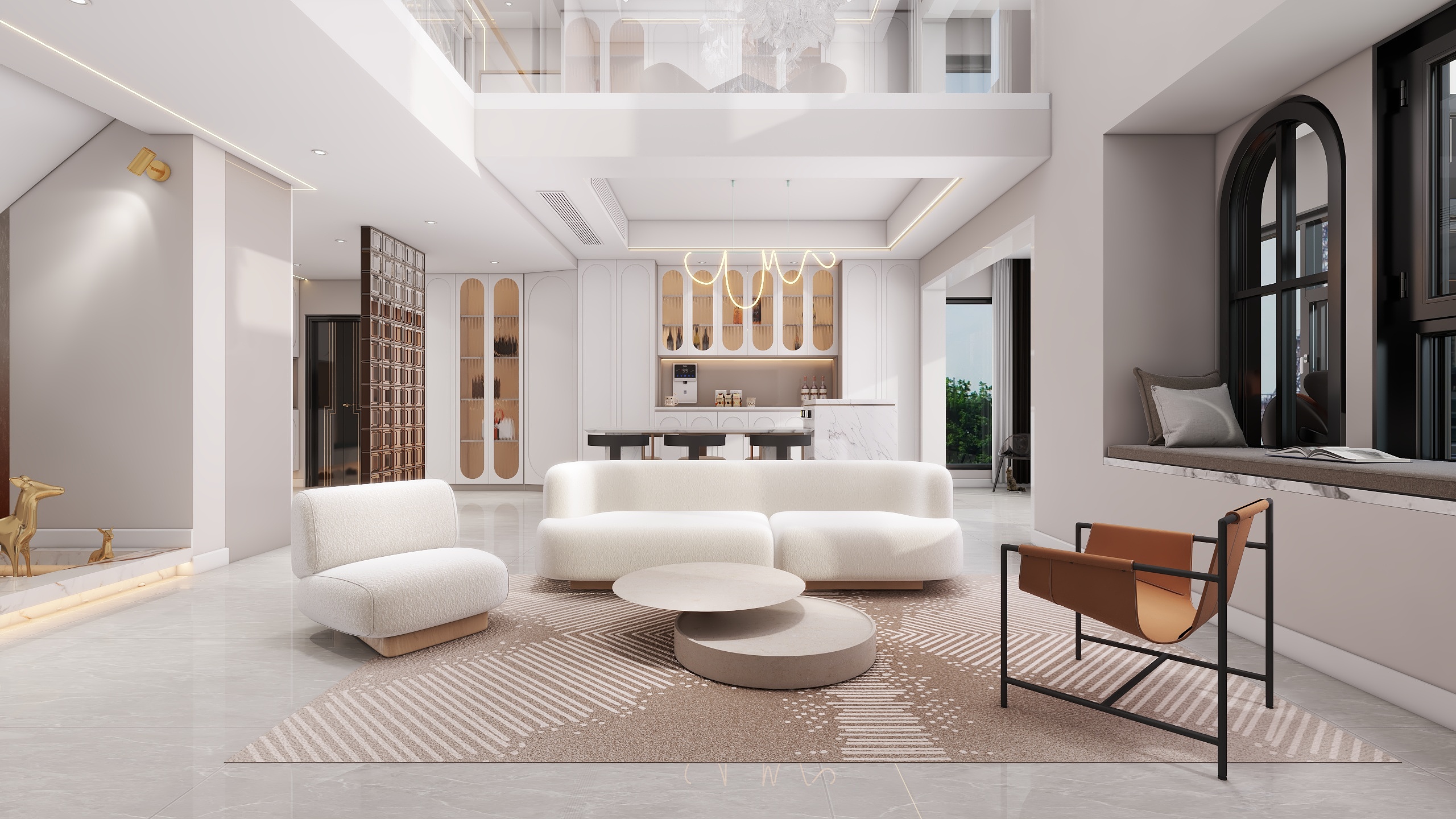 成爽-四川成都崇州悠泊屿(241平方简法奶油六居室)装修效果图