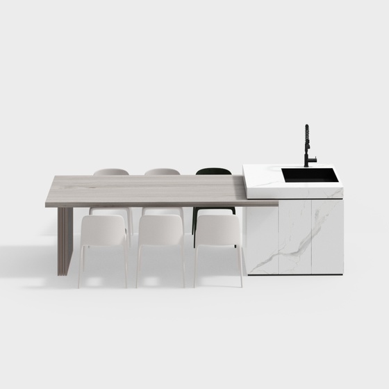 Modern island dining table and chair set