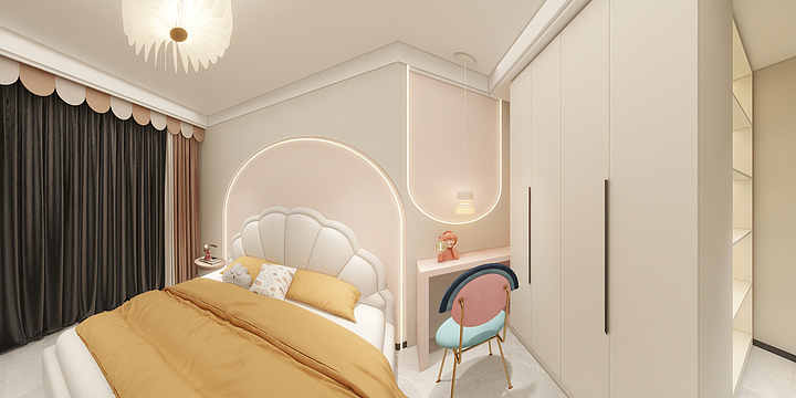 华埔装饰集团-王曼-迁建房三室奶油风-装修设计方案