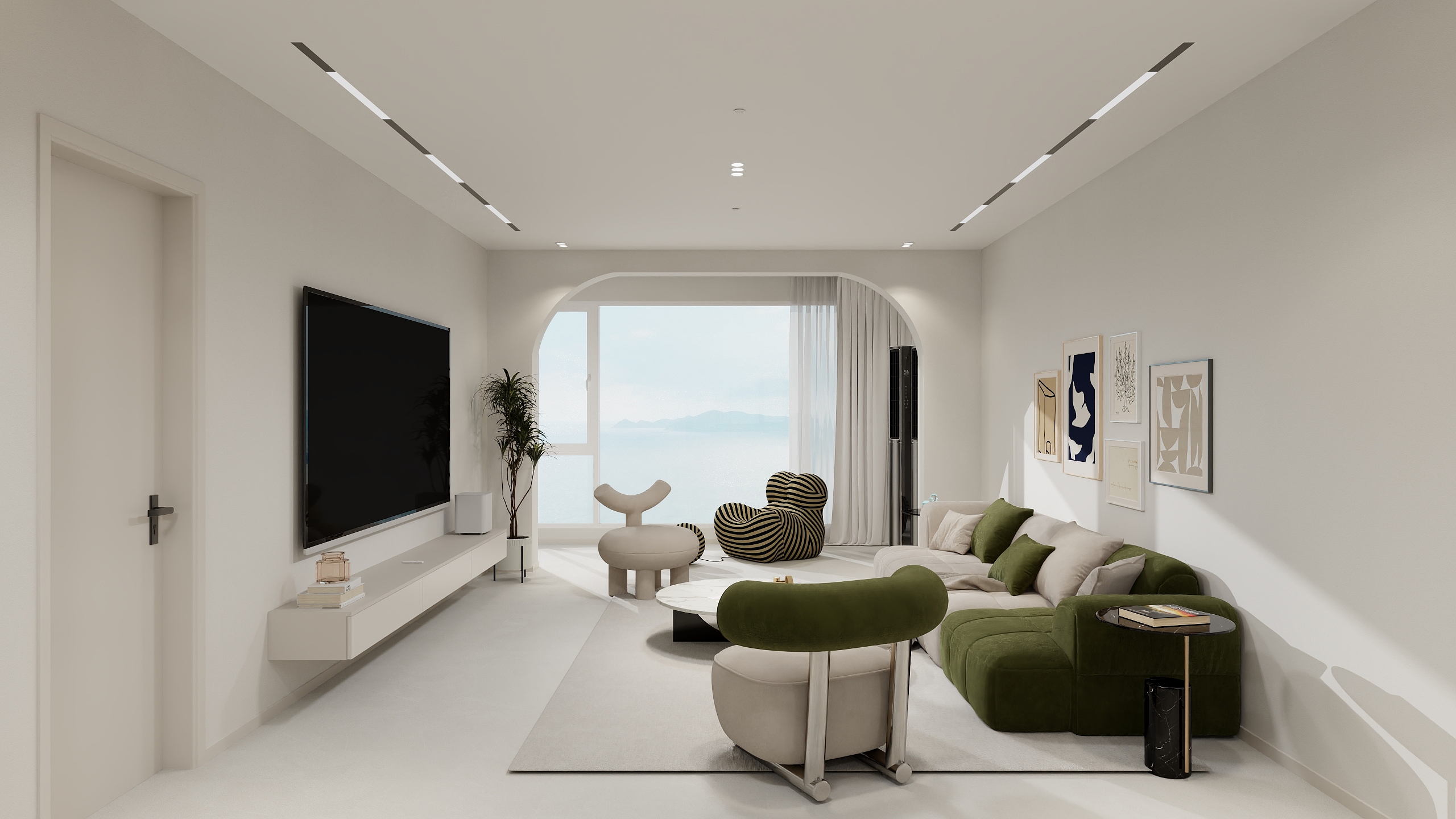 HT设计HT-界群金宸府141平，现代奶油风装修效果图